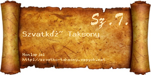 Szvatkó Taksony névjegykártya