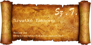 Szvatkó Taksony névjegykártya